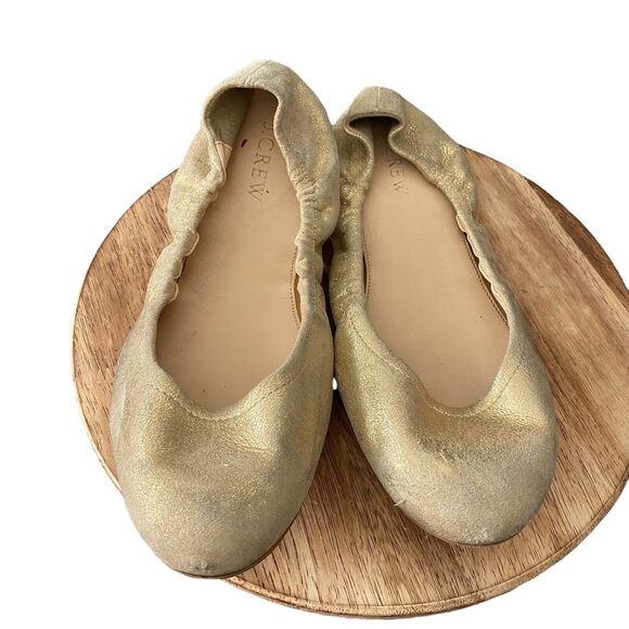 J.Crew Womens Size 7 Ballet Flats Gold Glitter Basic Casual Scrunch Slip On - Picture 8 of 12